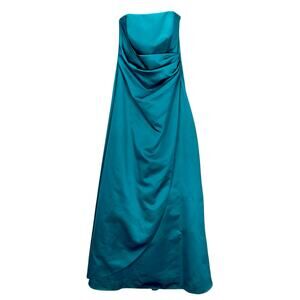 Vintage DAVID'S BRIDAL Women's STRAPLESS PROM DRESS Turquoise Blue Size 6